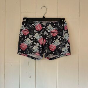 Feed Me Fight Me Black and Pink Floral Athletic Shorts